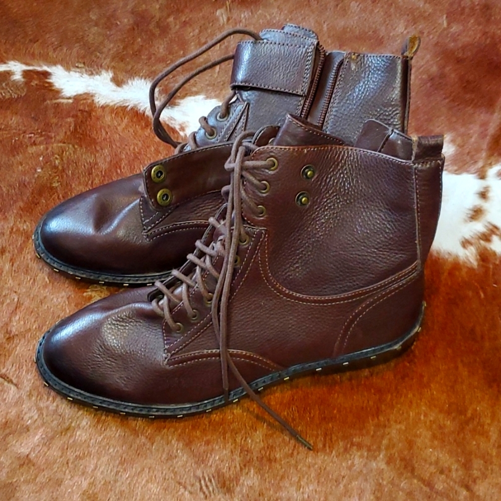 Vince Camuto Brown Talorini Combat Boots